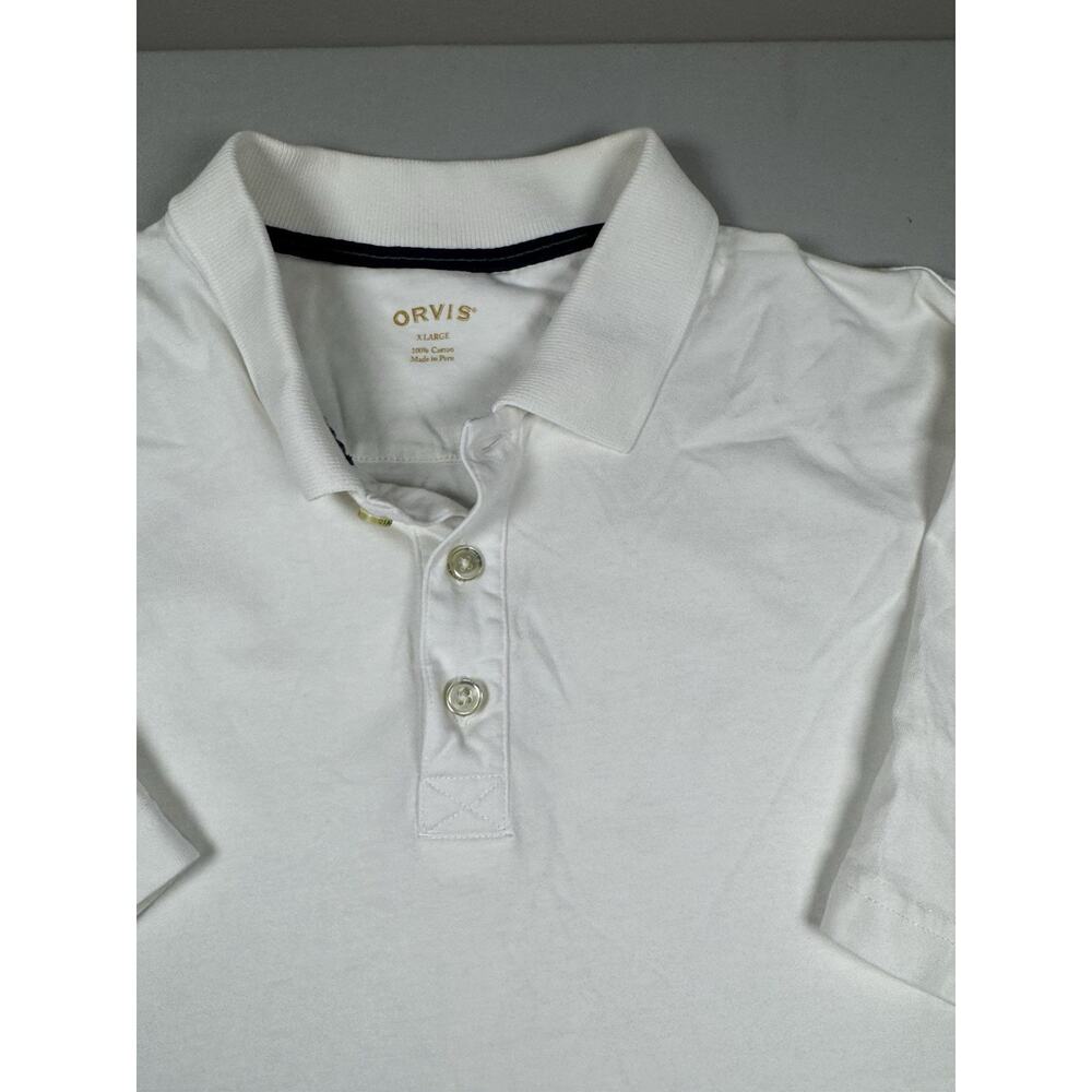 Orvis Polo Shirt XL White 100% Cotton Short Sleeve Classic Casual Made Peru - Picture 5 of 15